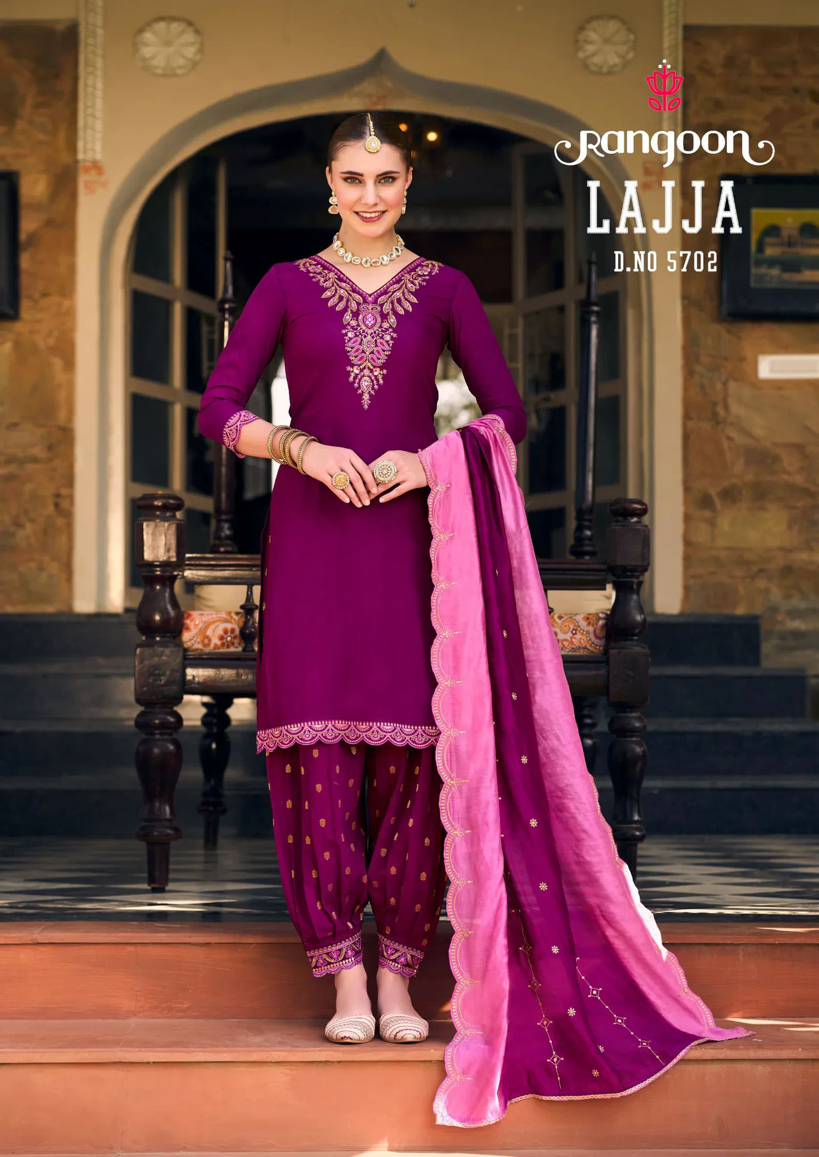 Lajja By Rangoon Muslin Embroidery Readymade Suits Wholesale In India